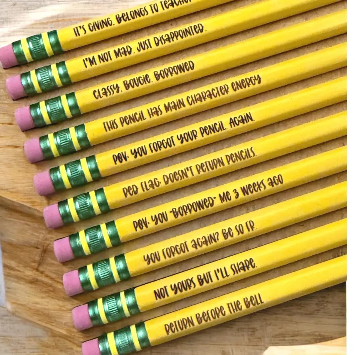 Engraved Classroom Slang Pencils - Yellow- 10ct pack Yellow Pencils