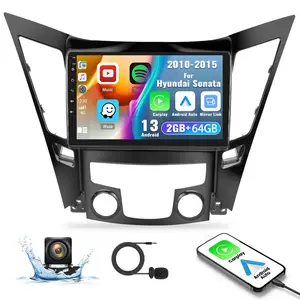 2G+64G Android Radio for【Hyundai Sonata 2010 2011 2012 2013 2014 2015】with CarPlay Android Auto Mirror Link 9” HD Touchscreen Car Radio FM Camera Mic