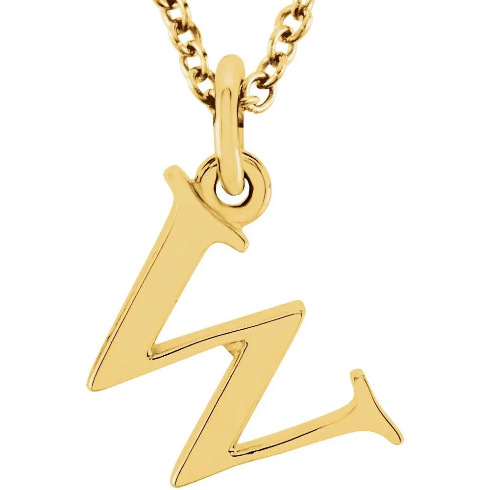 14K Gold Elegant Lowercase 'w' Initial Choker Necklace