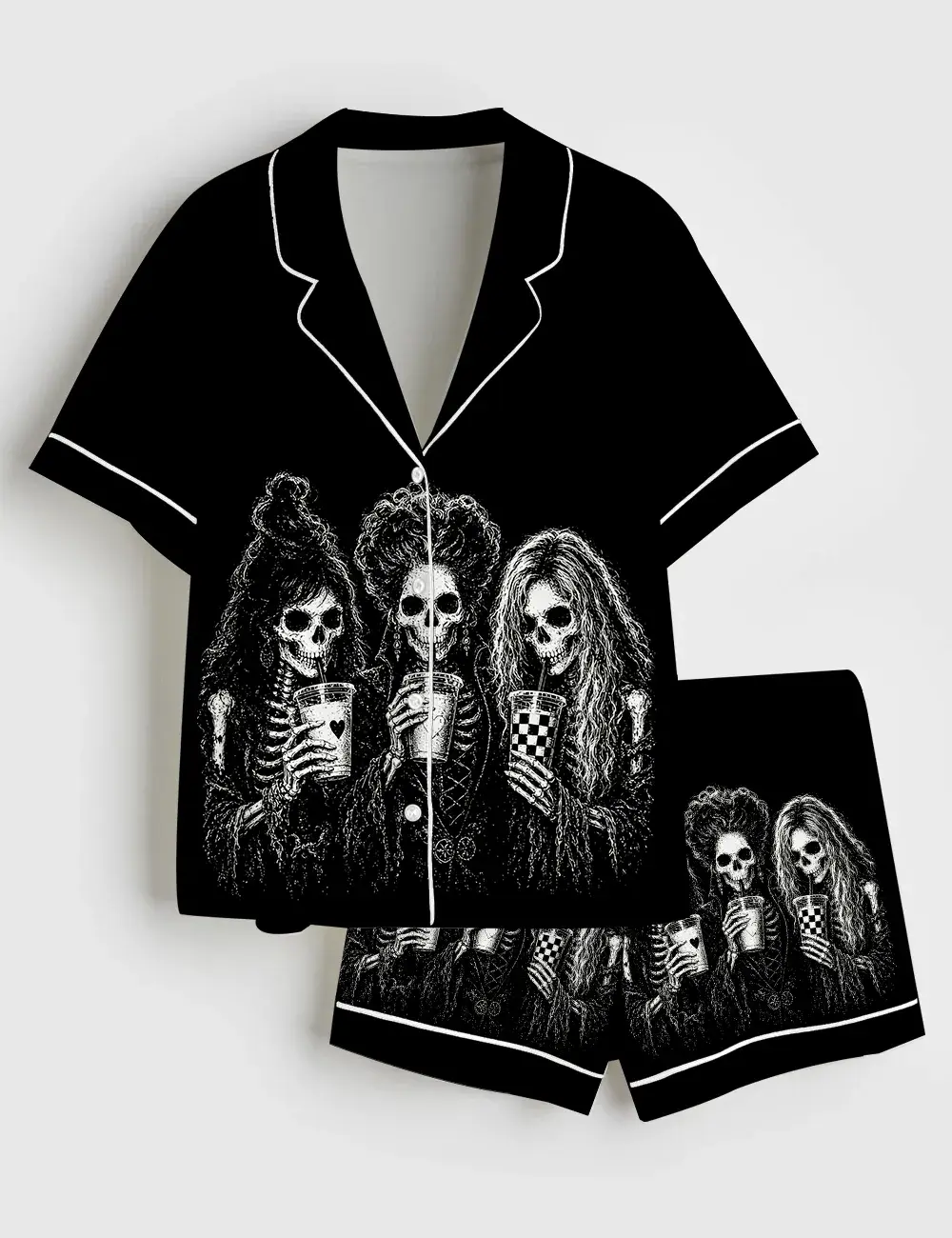 Women’s Sanderson Sisters Halloween Short & Long Sleeve Silky Satin Pajama Set