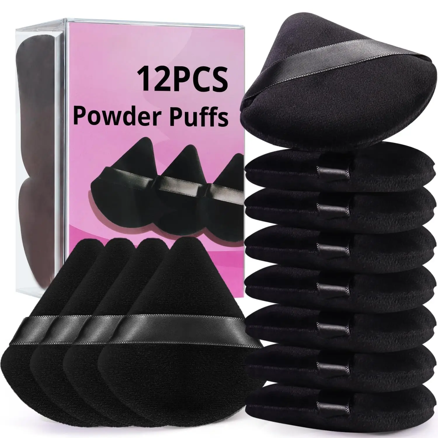 12 Piece Triangle Powder Puff Set Soft Makeup Sponge for Loose Powder Foundation & Face Makeup