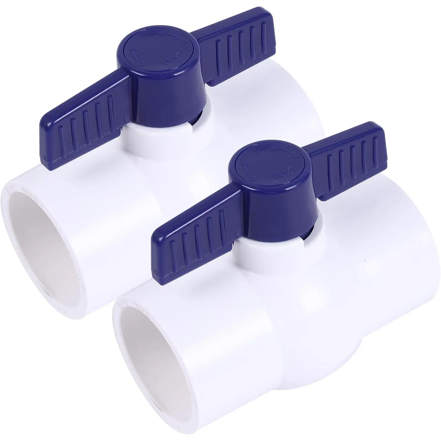 2 Pack 1-1/2" PVC Ball Valve, SCH40 Slip Water Pipe Valve T-Handle Shut-Off Valve Socket, Ball Valve 1-1/2inch for Swimming Pool, Sprinkler Lines, Outdoor Plumbing & Irrigation System