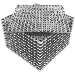 12 pcs modular interlocking cushion 12 x 12 interlocking rubber floor tiles with hole rubber mats drainage mat non slip pool deck mat outdoor for drain deck pool patio grey