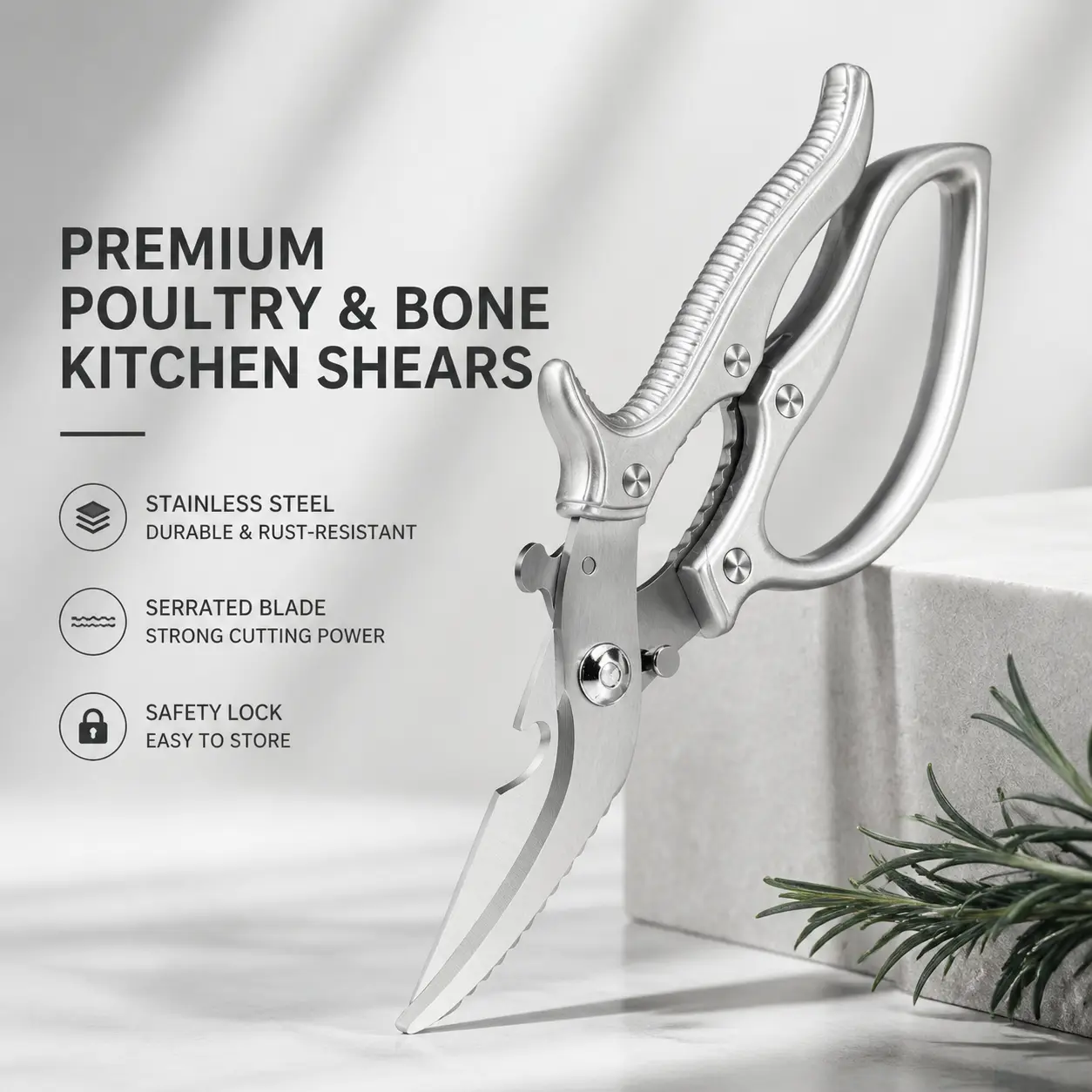 Heavy Duty Multi-Cutting Kitchen Scissors, Ultra Sharp Stainless Steel Shears with Bottle Opener for Poultry, Vegetables, Home Cooks’ Must-Have Kitchen Gadget
