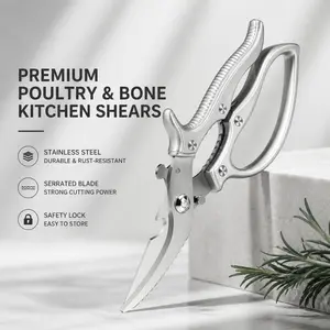 Heavy Duty Multi-Purpose Kitchen Shears, Ultra Sharp Stainless Steel Chicken Bone Scissors for Poultry, Fish, Vegetables, Nuts & Bottle Opener, Must-Have Kitchen Gadget for Home Cooks
