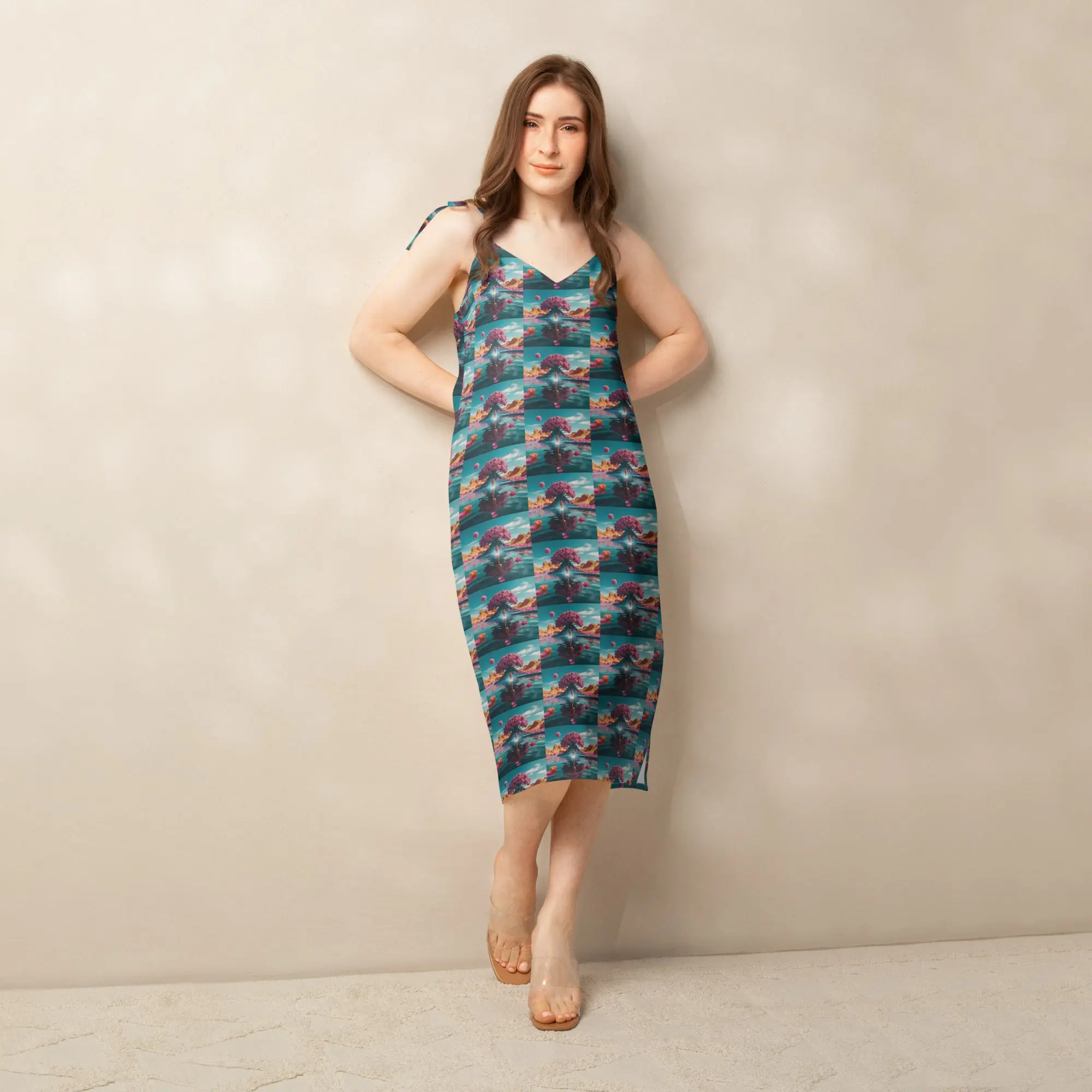 Life Coach Approved Life In Bloom 1 Tie-Strap Midi Dress