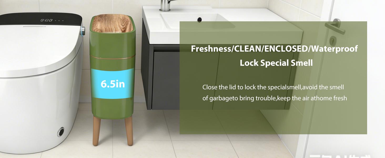 Pukomc Motion Sensor Trash Can with Lid Touchless Waterproof Garbage Bins for Kitchen Bathroom Bedroom Living Room Office Outdoor Black Automatic Dustbin with Wave Stripes and Pop-up Lid