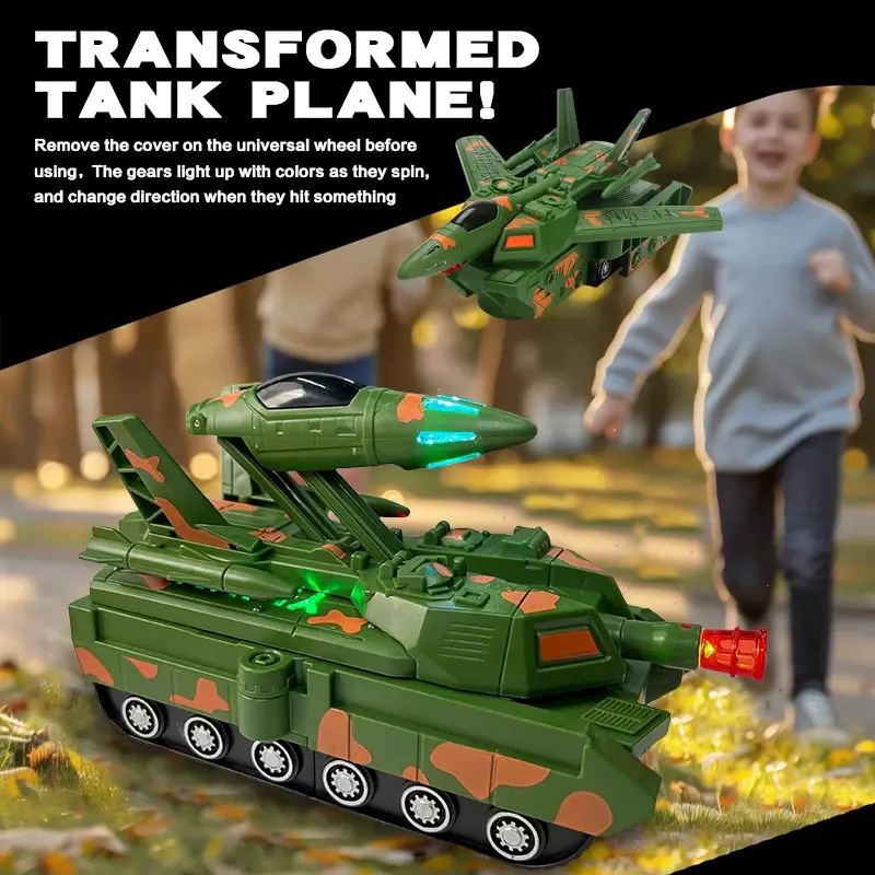 Transforming Tank Electric Toy With Intelligent Obstacle Avoidance, Automatic Deformation, Flashing Lights & Music, The Best Gift For Kid During holidays, birthdays, Christmas, Halloween