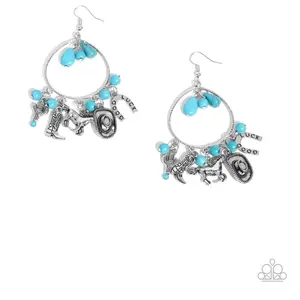 Turquoise & Silver Western Charms on Hoop Earrings for Women