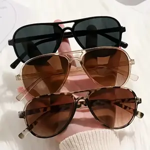Women's Classic Oversized Aviator Sunglasses, Vintage Leopard Print Shades, Unisex Trendy Retro Style UV Protection Eyewear, Styling Sunglasses