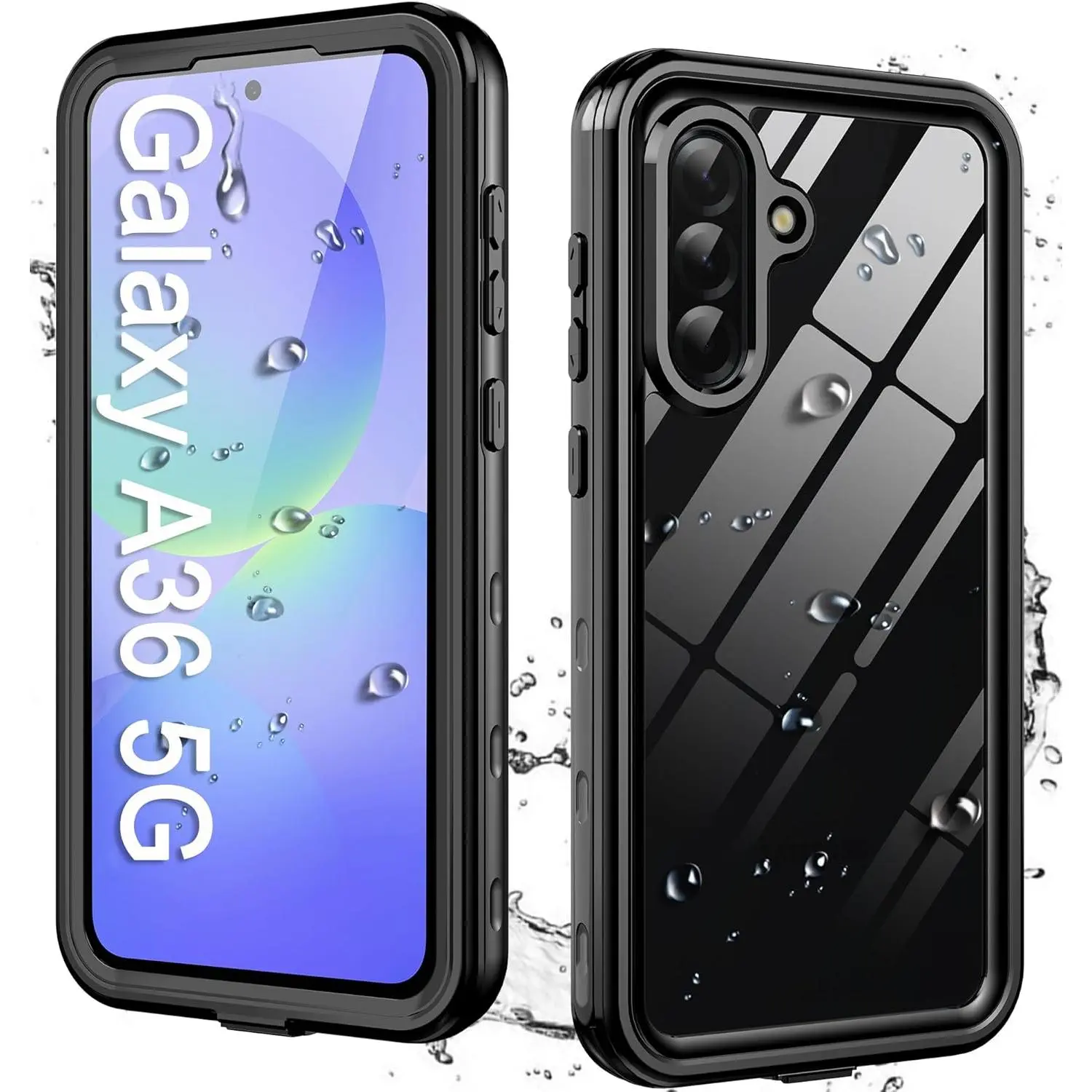 for  Galaxy A36 5G Case with Built-in Screen Protector,  Case Rugged Full  Underwater  Shockproof Drop Proof Protective Cover for  A36 5G, Black