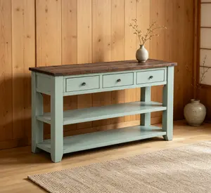 60" Burl Veneer Wooden Entryway Console Table - 2 Large Drawers with Metal Handles, 2 Sturdy Legs, Multifunctional for Living Room, Foyer