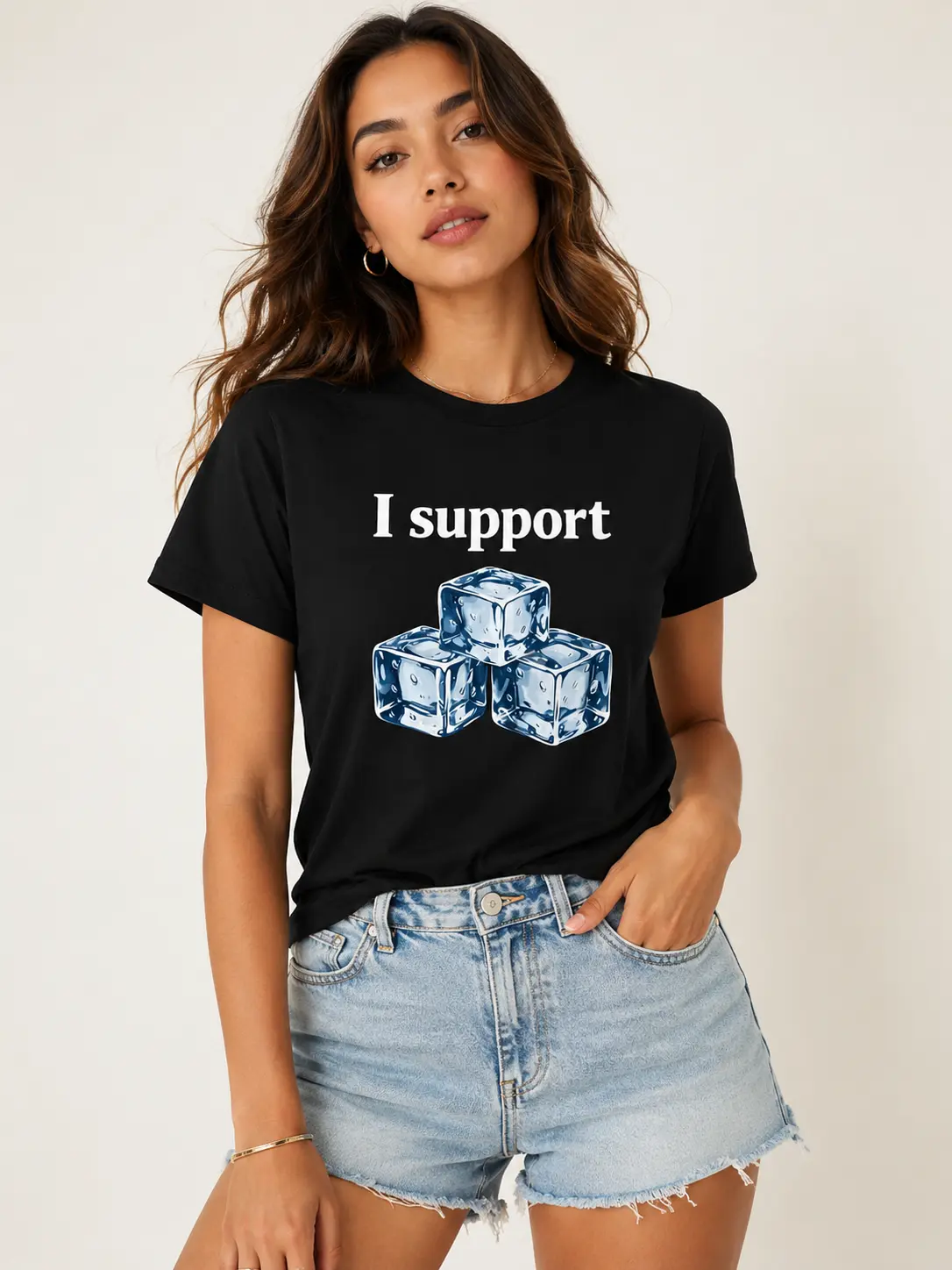 Women's 2026 Summer New Collection 100% Cotton Y2K Crewneck Tshirt - I Support ICE Immigration Supporter Graphic Tee, Unisex Streetwear Casual Top A303 oversized women shirts