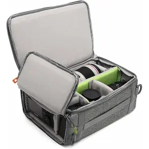 Camera Insert Bag,Shockproof &-proof Dual Opening Padded Camera Lens Cube Case Backpack,Digital DSLR SLR Mirrorless Cameras Storage,Suitable for mountaineering bags over 20 liters(M)