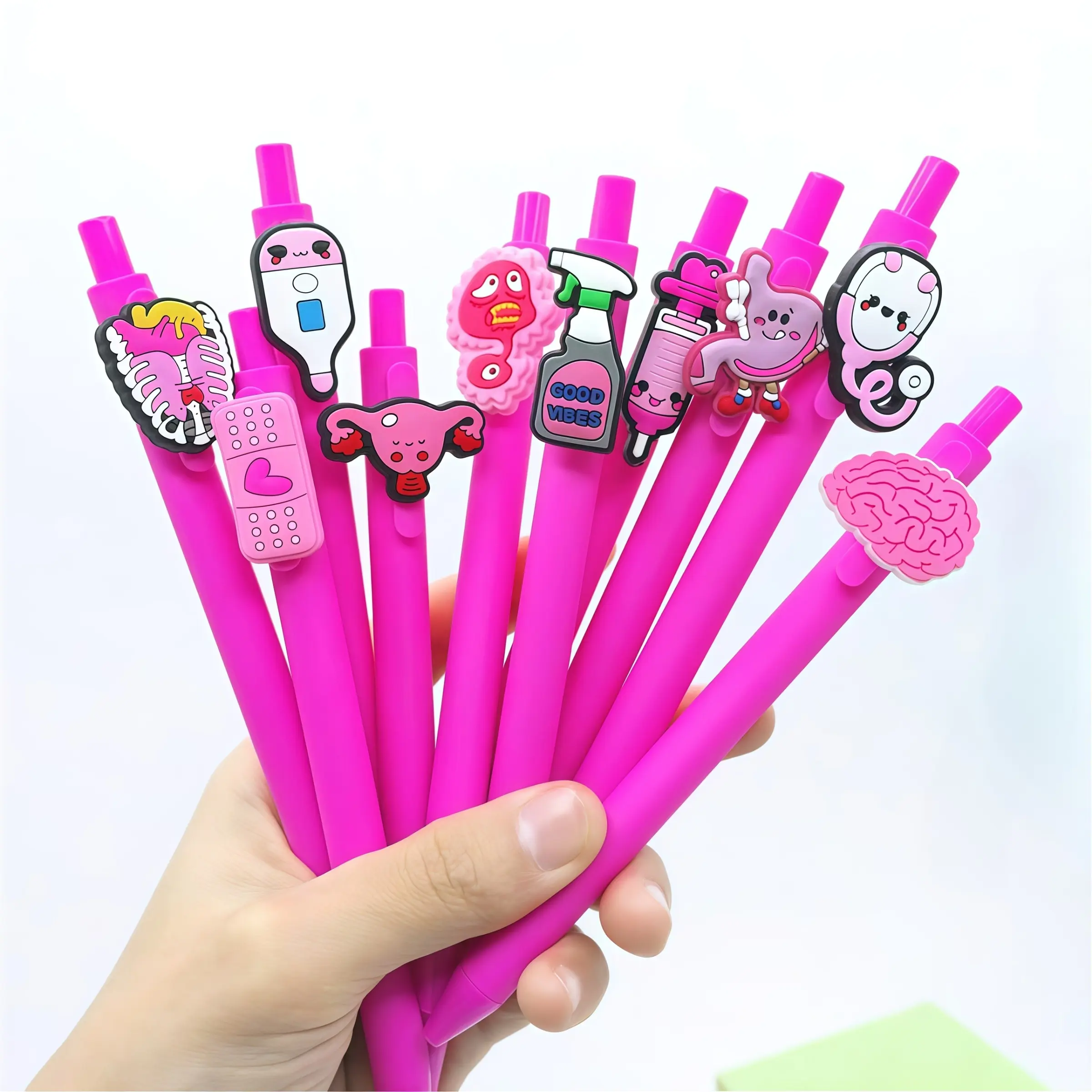 Cute Nursing Pens Set of 5/10, Heart Design Ink, Multifunctional Writing Tools, Suitable for Nurses, Medical Assistants, Students, Unique Pens, Funny Teacher Pens