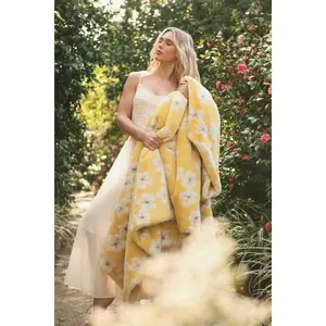 Lush Butter Yellow Floral Blanket