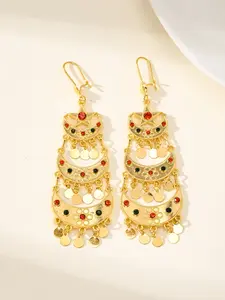 Women’s Luxury Crescent Moon & Star Drop Earrings, & Crystal Accents, Bohemian Style for Festive Occasions, Teardrop Earrings