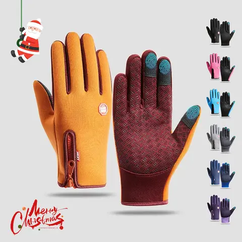 KZZ Men's Outdoor Winter Full-Finger Gloves, Touchscreen Windproof Gloves for Cold Weather, Snowboarding Sports Accessories, Christmas Gifts for Him