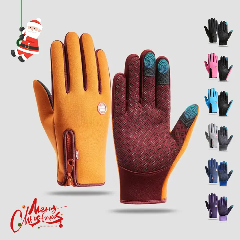 KZZ Men's Outdoor Winter Full-Finger Gloves, Touchscreen Windproof Gloves for Cold Weather, Snowboarding Sports Accessories, Christmas Gifts for Him