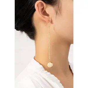 LA3accessories Long chain with dangling ball drop earrings