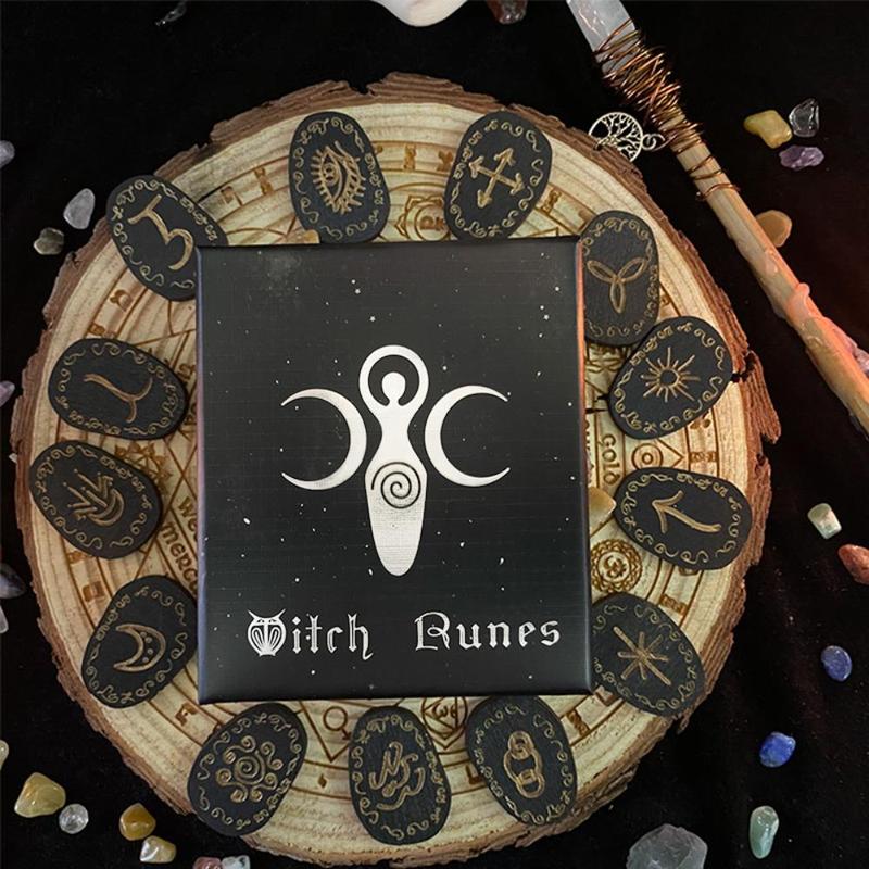 Witch Runes Set with Instructions and Special Rune Storage Bag, 14pcs ...