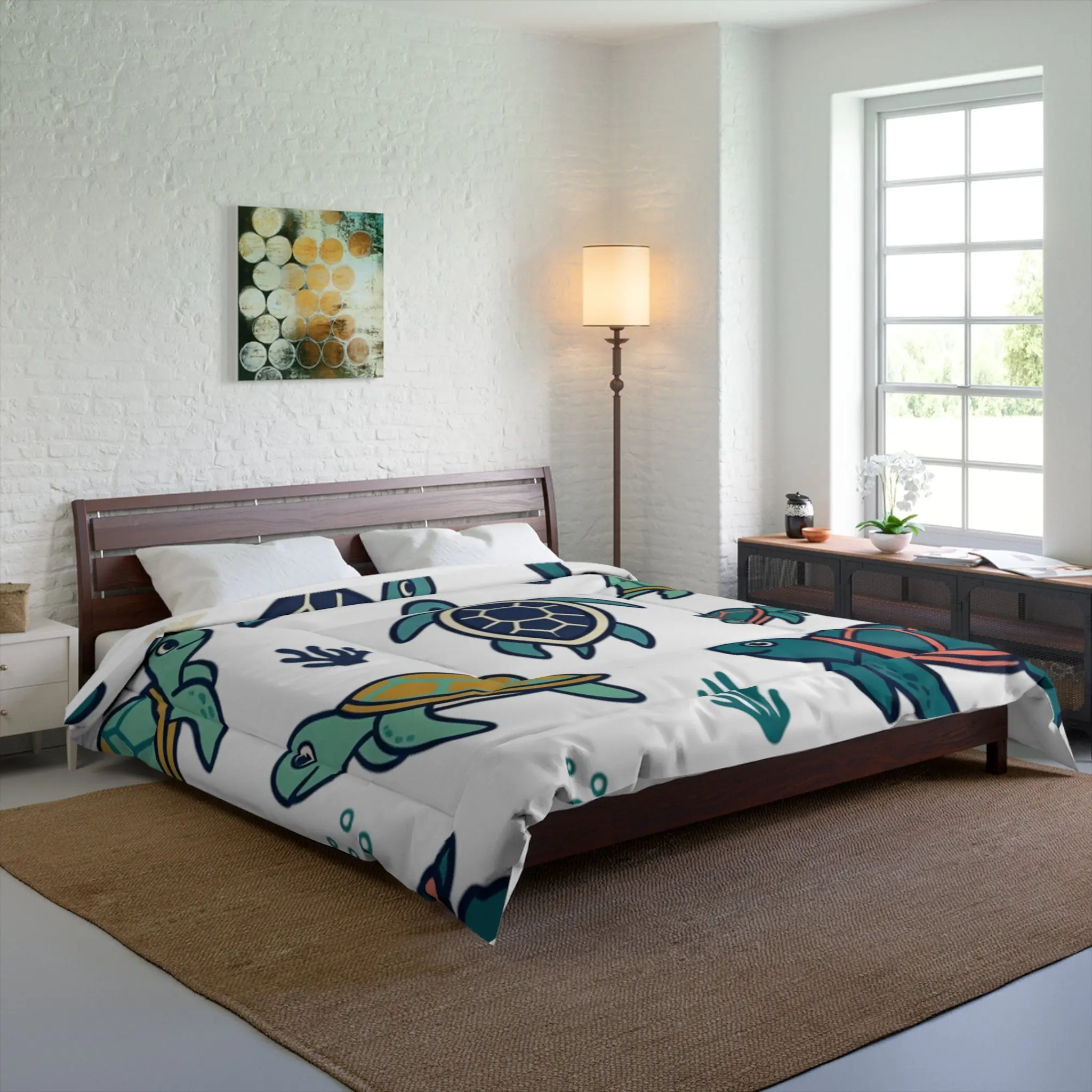 Sea Turtle Comforter - Cute Ocean Turtle Bedding for Kids & Coastal Bedrooms