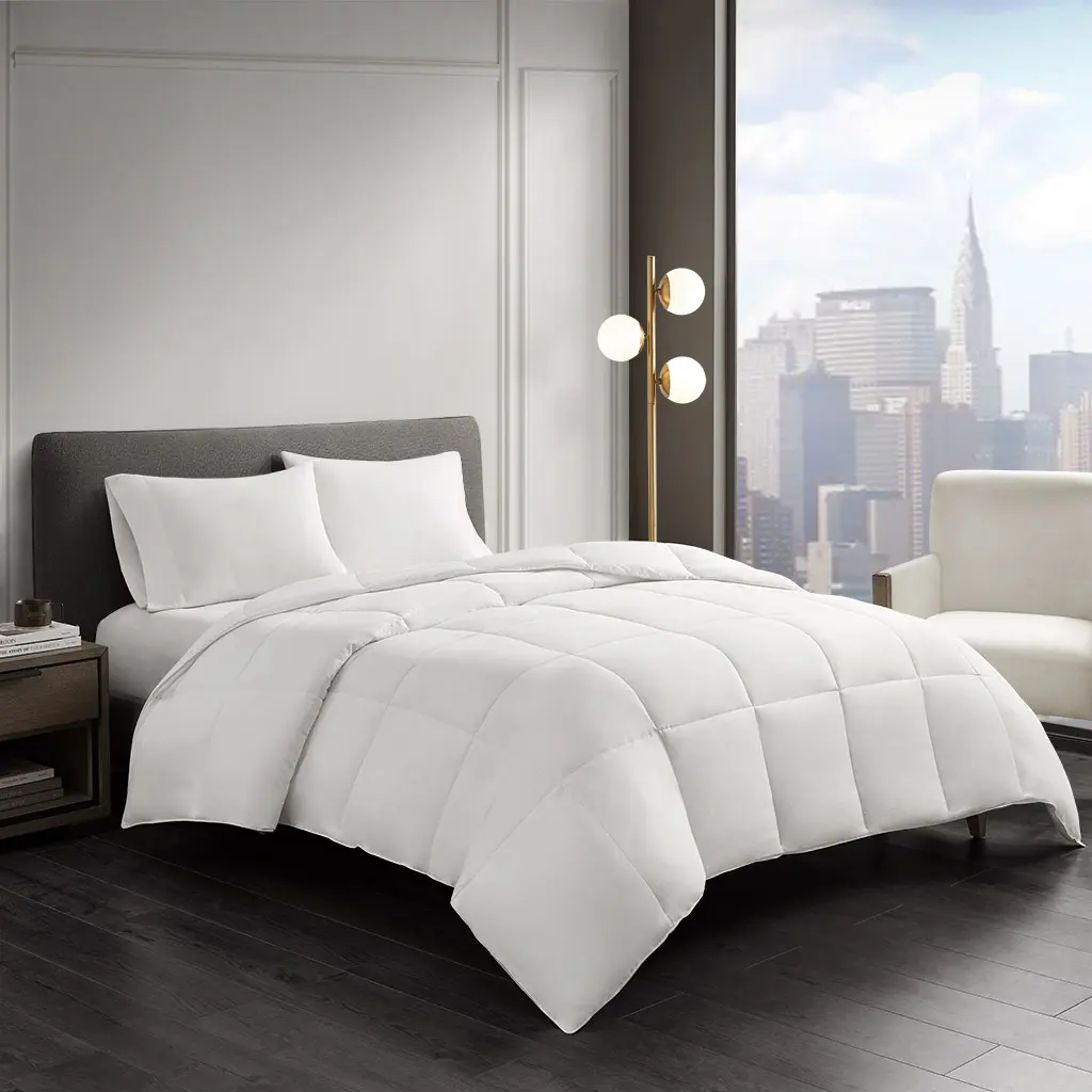 Twin Size Down Alternative Comforter – Cotton Shell, Featherless Fill, Hypoallergenic, Reversible, All-Season, Machine Washable, White
