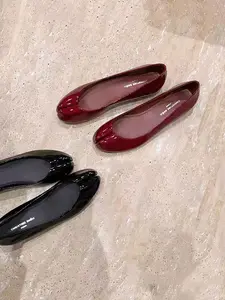 Patent Leather Tab Flats | Shiny Split-Toe Ballet Flats