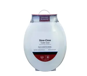 Plastic Round Slow-Close Toilet Seat in White - Versatile Design for Various Bathroom Uses