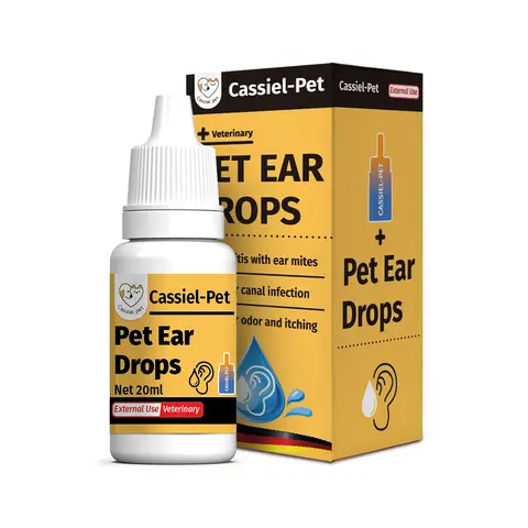 Cassiel Pet Ear Care Solution for Dogs & Cats, Gentle Pet Ear Cleaning Liquid, Daily Ear Care, Easy to Use, Suitable for Puppies, Cats and Dogs