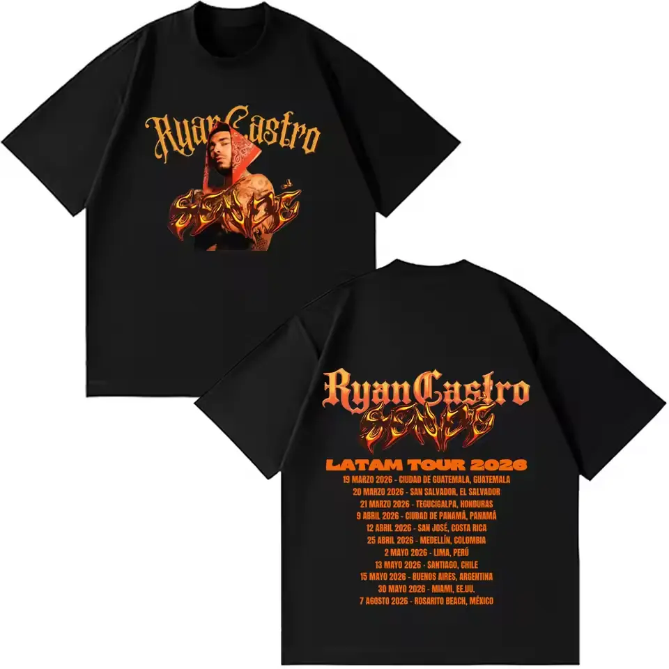 Rapper RyanCastro Tour 2026 Graphics T-shirt Men Women Vintage T Shirt Short-sleeved Cotton Hip-hop