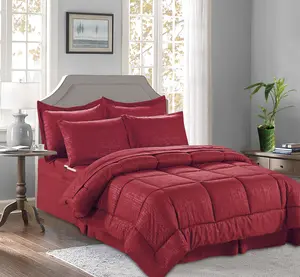 Mocassi 8 Piece Bamboo Pattern Comforter - Bed-in-a-Bag Includes Bed Sheet Set with Double Sided Storage Pockets.
