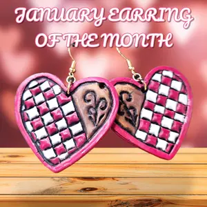 Hand tooled leather earrings- stand alone earring of the month club earrings.
