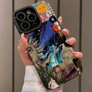 Greek Type Sun Pattern Phone Case, 1 Count Shockproof Phone Protective Cover, Decorative Smartphone Protector, TPU Smartphone Cover, Phone Accessory Compatible with iPhone 16 15 14 13 12 11 XS XR X Series