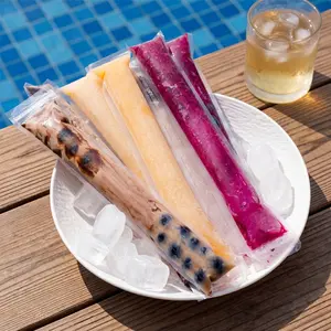 Summer Vibes — 100-Piece Set: Food-Grade Disposable Popsicle Bags, Jelly Pouches, Ice Cream Bags, Popsicle Sticks, and Long-Style DIY Popsicle Pouches