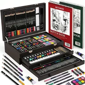 Luxury Multi-Layer Wooden Box Hand Drawing Art Tools Kit, DIY Craft Set, Student Gift, Art Supplies & Accessories, Deluxe Art Set