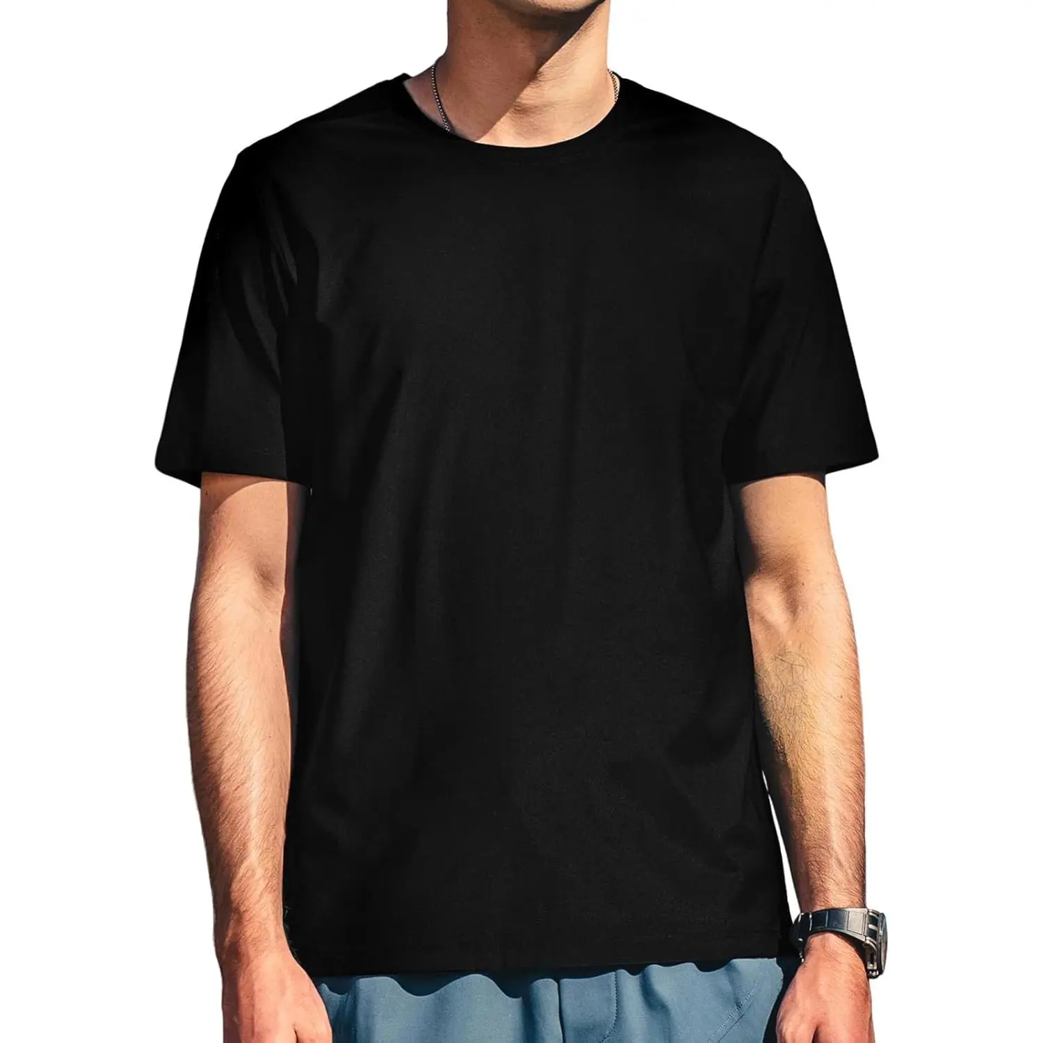 Men's T-Shirts Short Sleeve Casual Crewneck Basic Shirt for Men| Soft & Breathable Material, Machine Washable, Stretchable, Solid Color Short Sleeve T-Shirts for Men Cotton Menswear