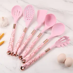 Marble Pattern Silicone Cooking Utensils Set, Silicone Spatula Set, 7 Counts/set Non-stick Heat Resistant Cooking Utensils Set, Kitchen Cooking Utensils Set