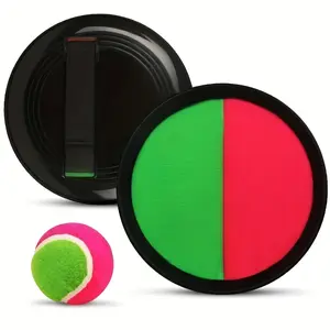1 Set Interactive Outdoor Sports Toy - Sticky Target Ball with Suction Cup Racket - Family Fun Throwing and Catching Game - Durable Plastic Material - Dual Toy Pack