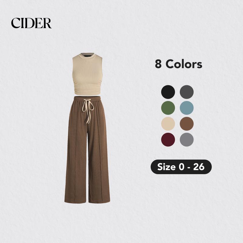 Cider [8 colors, Size 0-26] Tank Top & Elastic Waist Pants Set