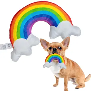 Rainbow Shaped Plush Pet Toy, Cute Colorful Rainbow Dog Plushie, Soft Pet Cuddle Toy for Dogs and Cats