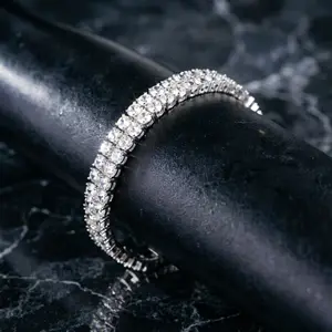 3mm Moissanite Tennis Bracelets S925 Silver for Women Men Double Row Certified Diamond HipHop Hand Chain Luxury Jewelry Gift