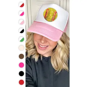 Sparkle Softball Trucker Hat - Diamond Snap Sparkle #SoftballVibes #TruckerHat #SequinPitch