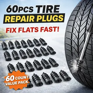 Tire Repair Rubber Nails Kit 60 PCS with 2 Sizes for Car Motorcycle Jeep Puncture Repair Includes Box & Screwdriver Effortless DIY Tool-Free Insertion