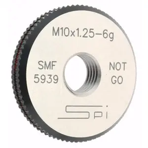 SPI Threaded Ring Gage: M10 x 1.25 Thread, Metric, Class 6G, No Go Class 6G, Oil Hardened Non-Shrinking Steel (OHNS), , NPL Traceability Certification Included 34-484-6