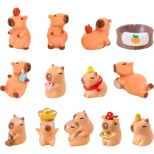 Capybara Figurines, Mini Capybara Resin Figurines 13 Piece Set, Capybara Car Dashboard Ornament, Ornament for Desktop Tabletop