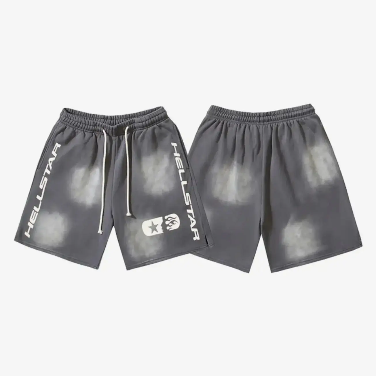 HELLSTAR Letter Star Graphic Sweat Shorts 100% Cotton Loose Oversized Y2K Vintage Wash Breathable Athletic Running Casual Beach Shorts Streetwear Bottoms Men Women Unisex,back to school,back to school haul