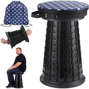 2026 Upgraded XXL Collapsible Retractable Telescoping Stool with Cushion & Bag, 1000lbs Capacity, 21in Tall 13in Wide for Adults, Ideal for Camping Fishing Concert Event Stadium