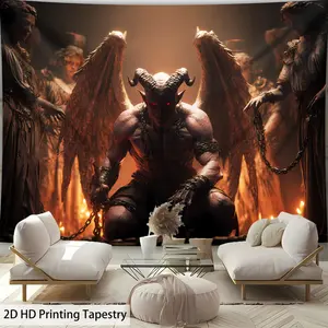 2D Flat, [2D Flat Printing]1pcs Ultra Large Size Hell Devil Wing High-Definition Print Tapestry Polyester -Home Decoration- Suitable Living Room Bedroom Office Hostel with Free Hanging Clips