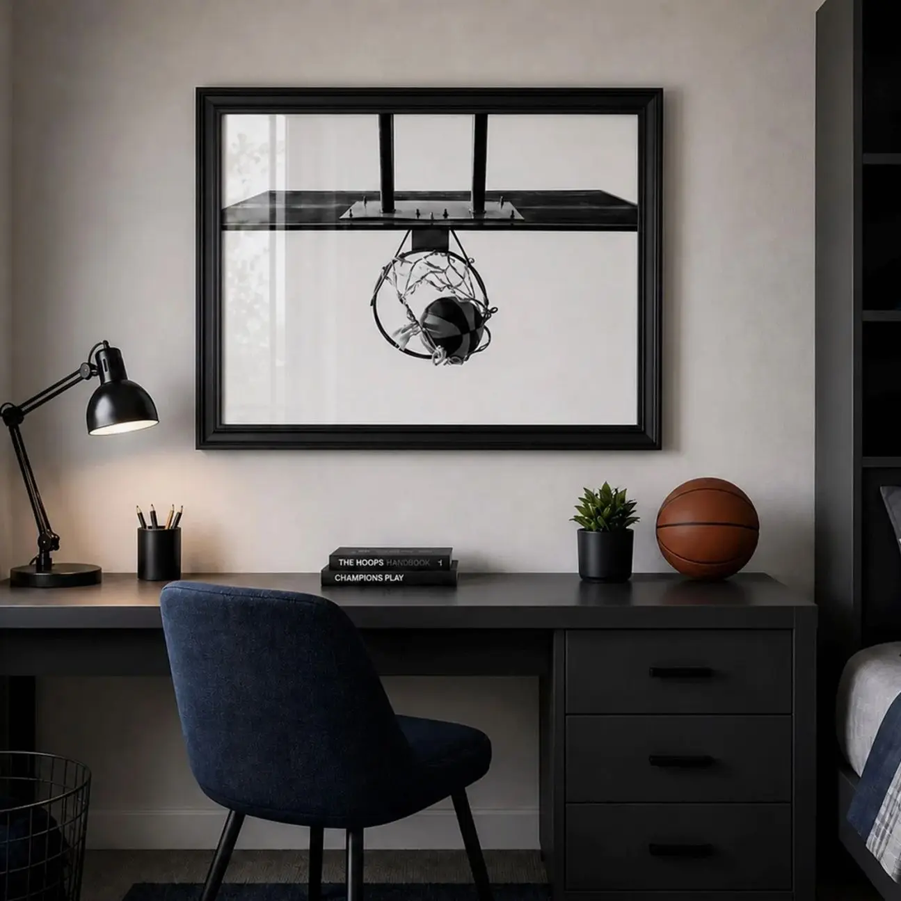 Basketball Hoop Poster Teen Room Sports Wall Art Modern Decor Print J